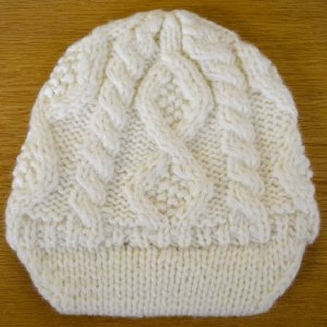 SL090 Ex UK Chainstore Cable Knit Hat - Cream x72